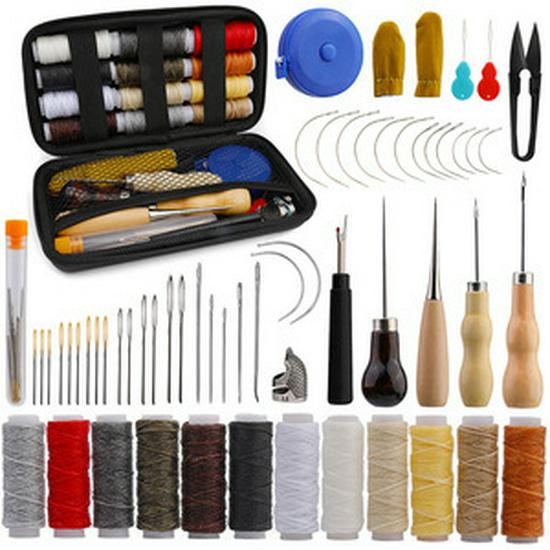 Hand-Stitched Leather Goods DIY Sewing Kit: 33-Piece Set for Making Leather Items