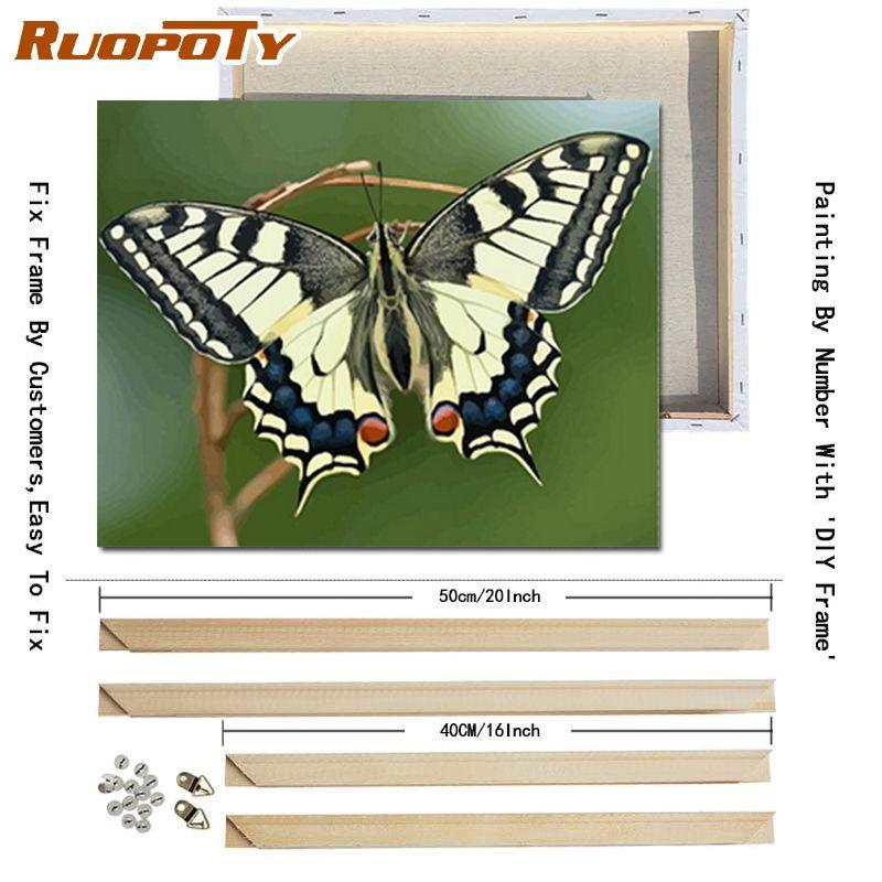 RUOPOTY With DIY Frame Animals DIY Painting By Numbers Acrylic Picture Hand Painted Oil Painting On Canvas For Home Decor Artwork