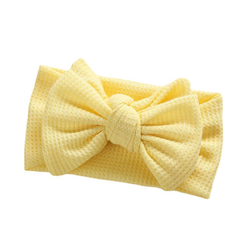 European & American Handmade Baby Hair Accessory: Large Bow Double Layer Waffle Texture Headband for Kids