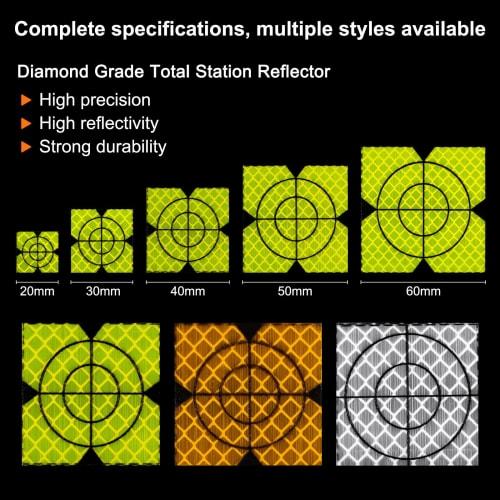 uxcell 60 Survey Reflector Sheets, 50x50mm, Self-Adhesive Reflective Tape for Surveying Target Marks, Green, for Total Stations
