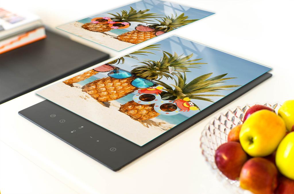SZKLANA PŁYTA OCHRONNA DO KUCHNI 65x52 ANANAS