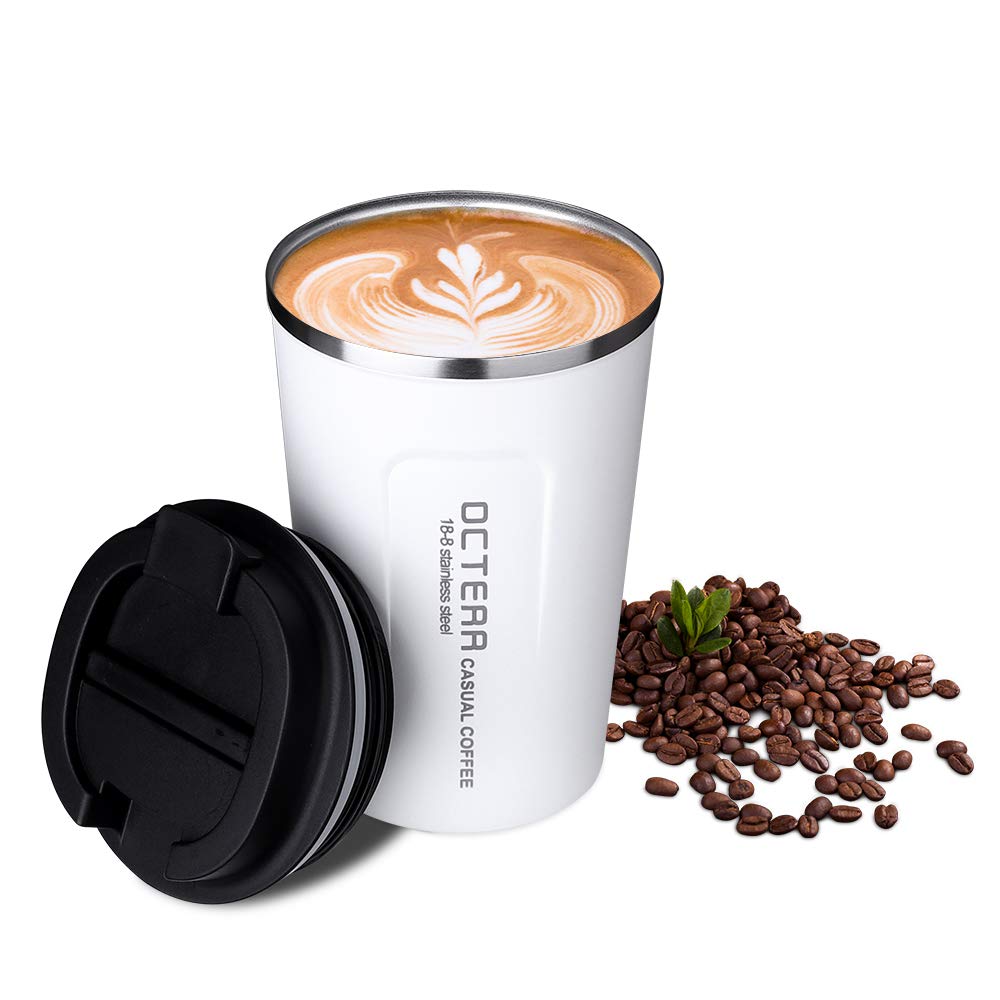 OCTERR Vacuum Insulated Stainless Steel Tumbler with for Convenience Store and Direct Drip Coffee Lid, Portable, Insulated, Coffee, Use, (White,