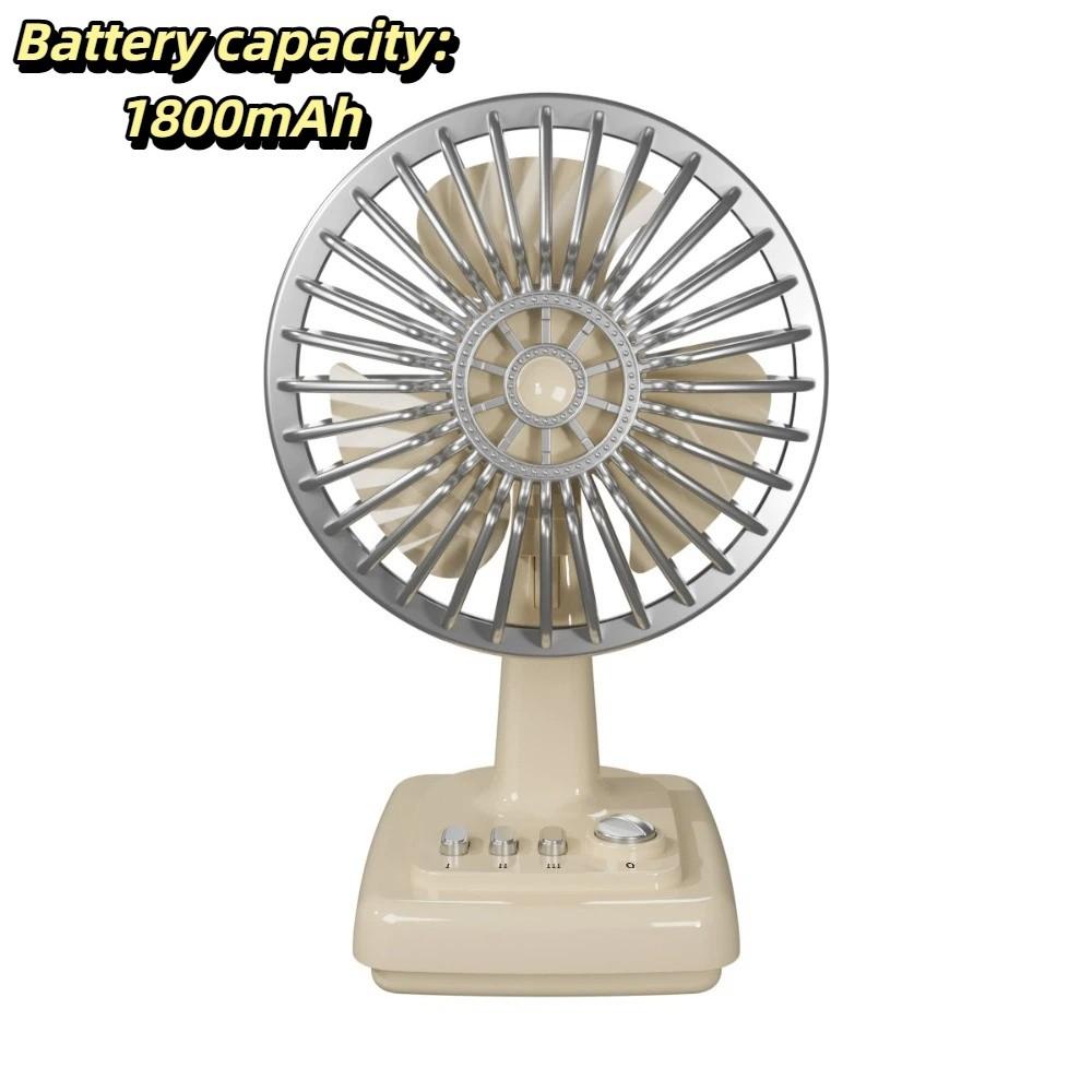 Portable Rechargeable Desktop Fan Mini Retro Cream Fan Portable Mini Electric Fan Office Use