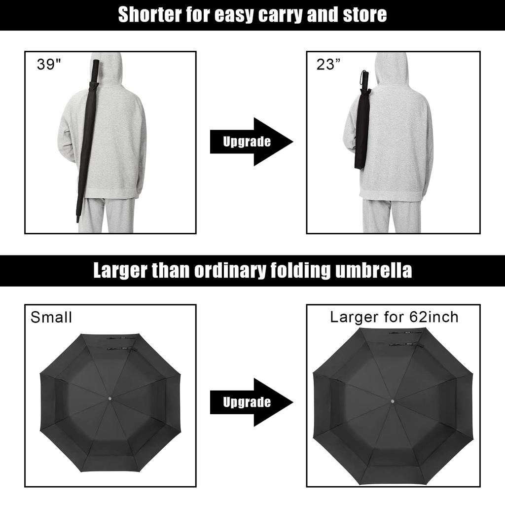 Upgraded 8 Automatic G4Free Folding Golf Automatic 8 Strong Wind Rainy Season For Both Sunny and Rainy Storage Pouch Included [New Version, Ribs,