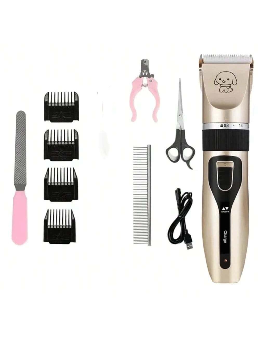 Dog hair trimmer, pet electric beauty trimmer, USB rechargeable shaver, low decibel professional animal hair clipper