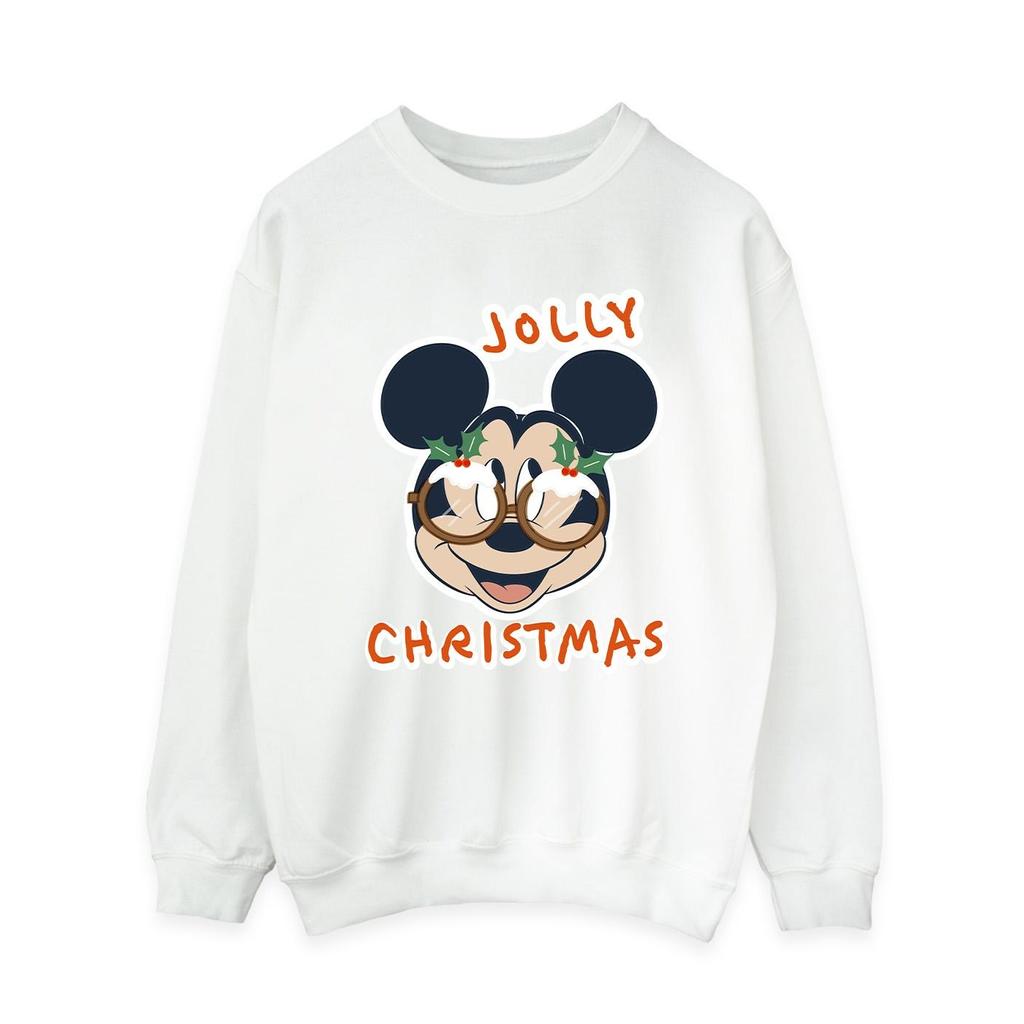 Disney Womens/Ladies Mickey Mouse Jolly Christmas Glasses Sweatshirt