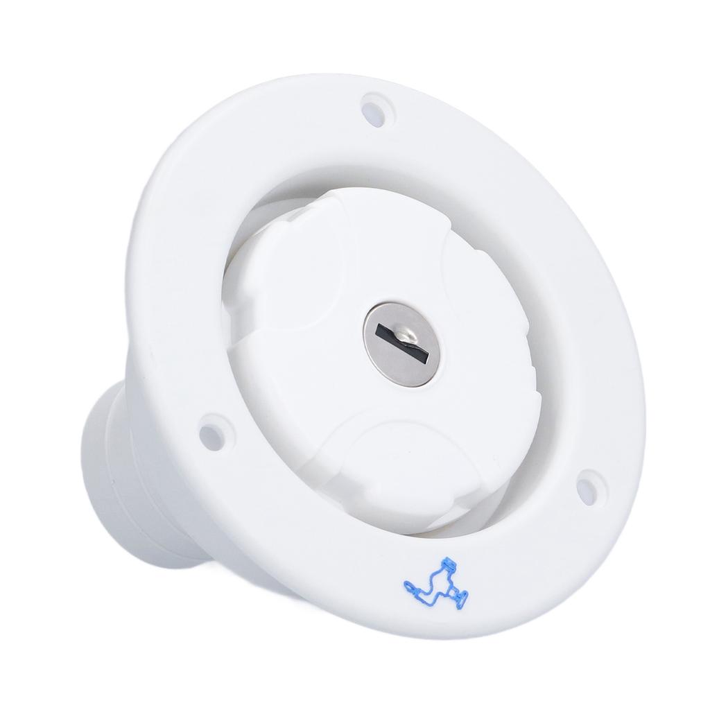 Gravity Water Fill Inlet with Key Lock White PP Plastic for RV Motorhome Trailer