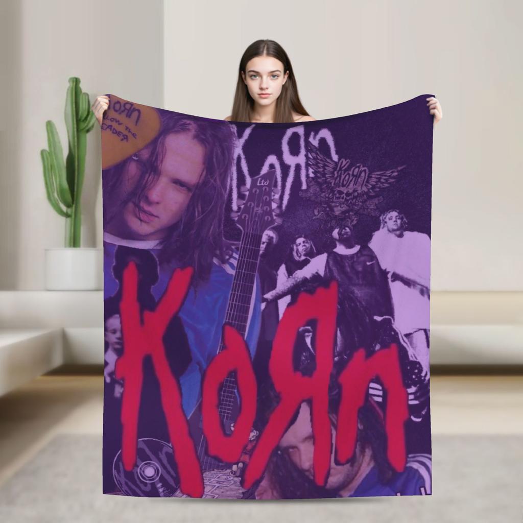 Korns Rock Band Music Flannel Throw Blanket Heavy Metal for Bedding Throws Knitted Blanket Outdoor Warm Multifunction