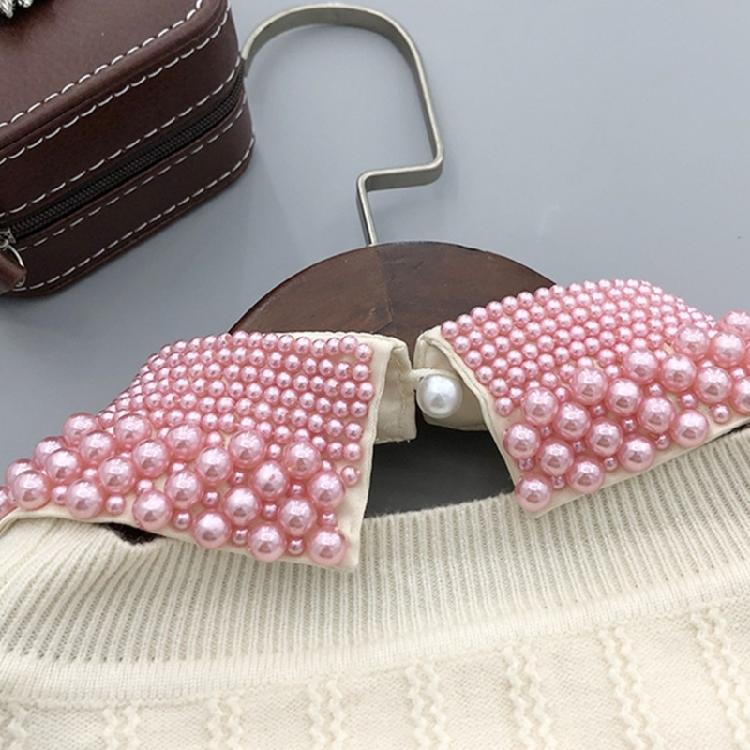 Elegant Pearls Beaded Bib Faux Collar Half Shirt for Women Lapel False Collar Detachable Collar Neckline Choker Necklace