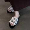 Fashion Hollow Open Toe Women Flat Slippers 2025 Summer New Fashion Comfortable Weave Slip On Sandals Beach Versatile Women Slippers