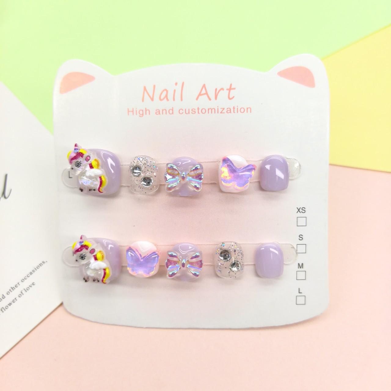 Pure Handmade Cartoon Nails for Kids - Cute, Wearable Manicure for Girls Aged 3-12 XS (2-3 Years)