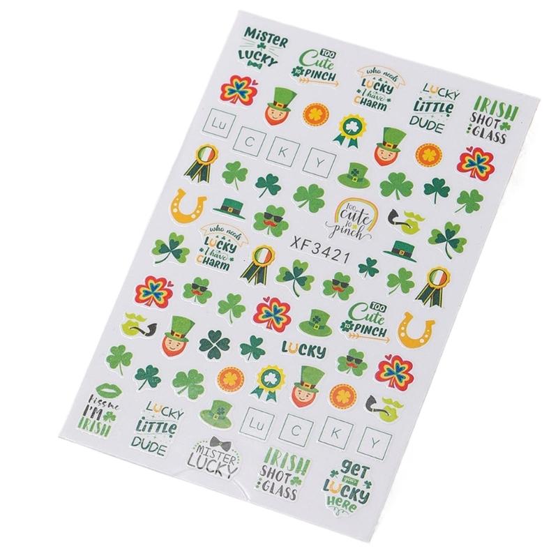Saint Patrick’s Day Nails Art Stickers Green Shamrock Nails Decals Adhesive Nail Sticker Nails Art Decoration