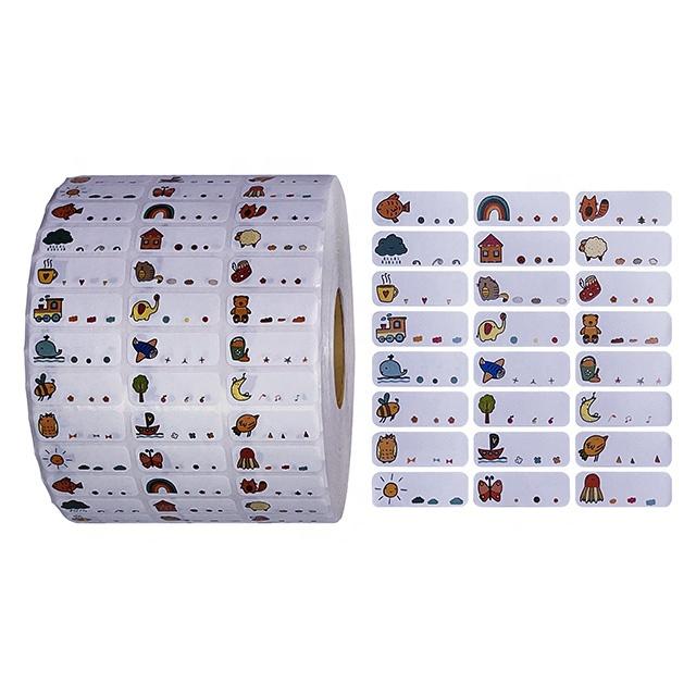 Custom Self-adhesive Cute Cartoon Name Tags Waterproof Writable Label Stickers for Children School Stationery Student Kid Person