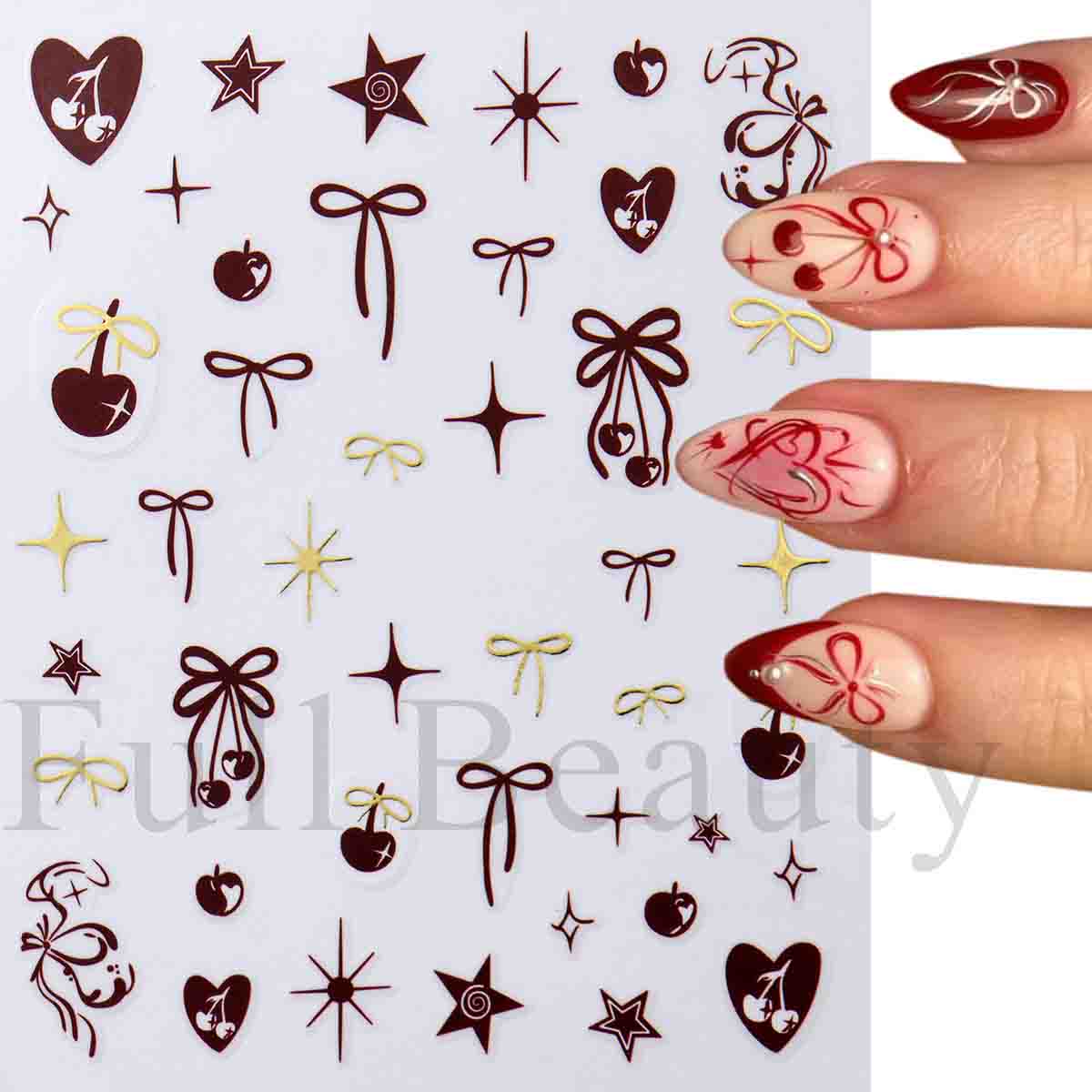 

Лазерные наклейки для ногтей, бабочка, сердце, звезда, дизайн, клейкие слайдеры, наклейки для дизайна ногтей, маникюрные украшения