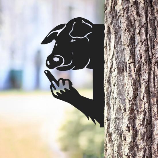 Podglądające Zwierzę Metalowy Znak Środkowy Palec Wiewiórka Znak Rustykalny Pokazujący Palec Kogut Osioł Sztuka Podwórkowa Dekoracja