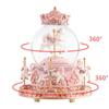 Snow globe with music box, color LED lights, merry-go-round, and crystal balls for automatic snowfall. A popular birthday or Christmas gift for girls,
