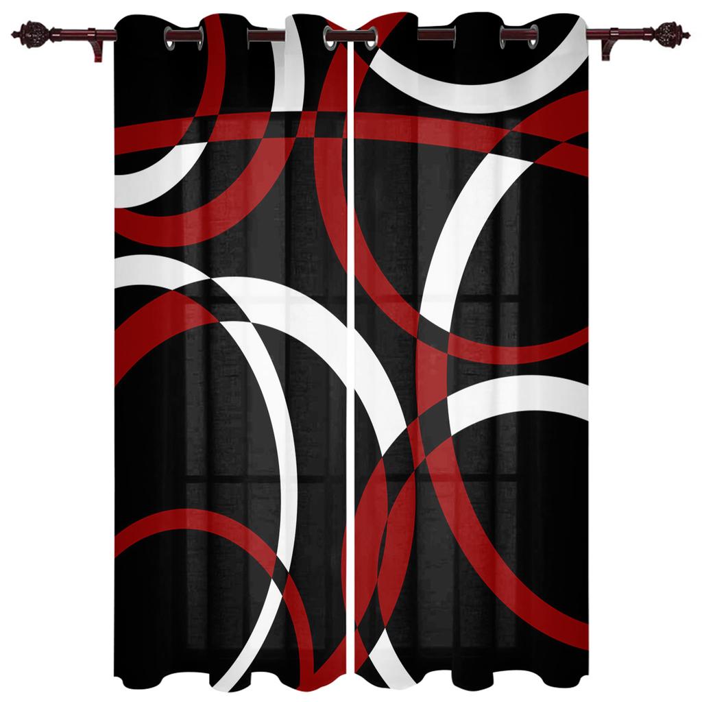 Circle Abstract Geometry Window Curtain Living Room Luxury Valance Curtain for Bedroom Home Kitchen Decor Curtain