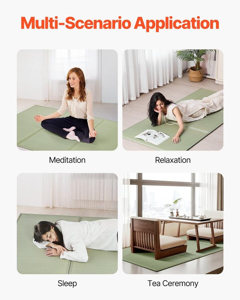Japanese Tatami Mat Full Foldable & Non-Slip Rush Grass Tatami Mattress