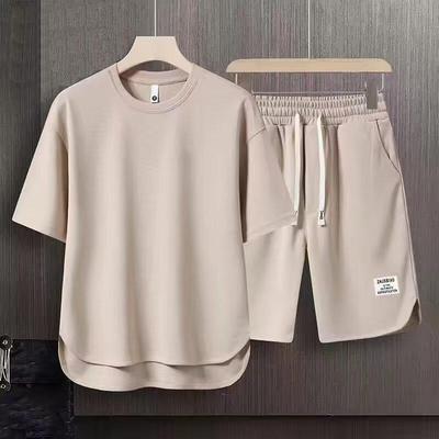 Summer 2024 Men's Solid Color Short-Sleeve Japanese Trend T-Shirts Set