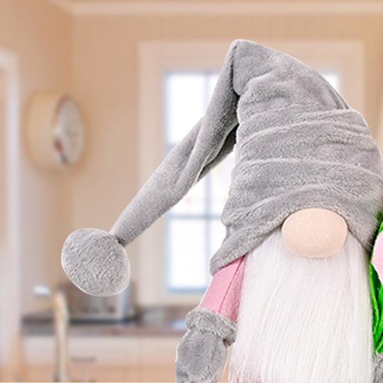 Gnome Doll Cute Long White Beard Fabric Tulip Bouquet Classic Swedish Faceless Doll Decor for Mother's Day