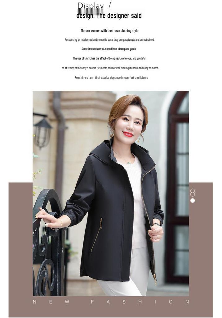 2026 Spring/Autumn Stylish Windbreaker for Middle-Aged & Elderly Women