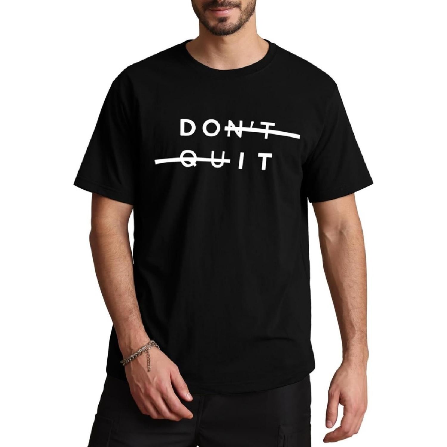 AIYINO Men s Graphic Tees Short Sleeve Don t Quit Letter Print T Shirts Crewneck Casual Regular T-Shirt for Men S чёрный