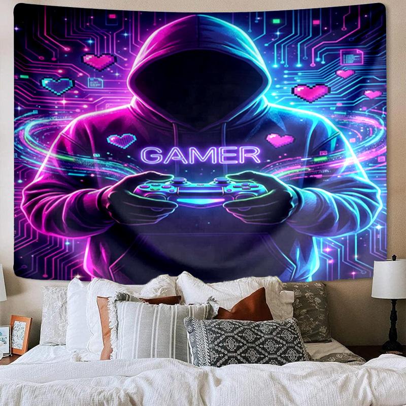 Cyberpunk Neon Gaming Printed Tapestry, Wall Hanging,Livingroom, dormitory, Large Wall Decor, Fabric Decor Fan Birthday Gifts