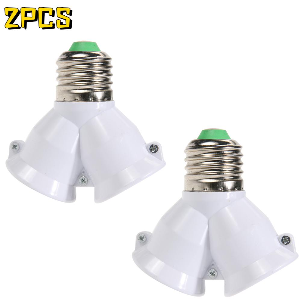 1/3Pcs 2 In 1 Double E27 Socket Base Extender Splitter Converter Plug Halogen Light Lamp Bulb Holder Copper Contact Adapter Tool