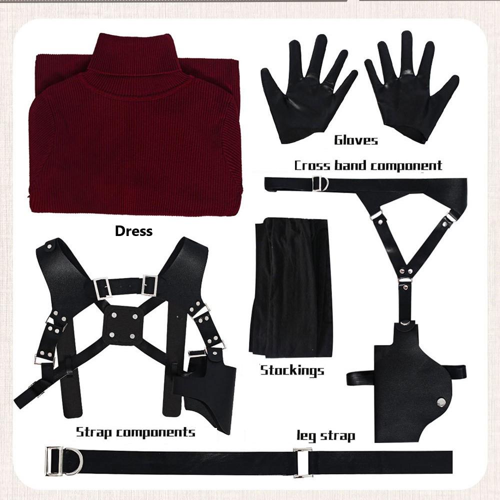 Vrouwen Ada Cosplay Wong Kostuum Pruik Rode Sexy Jurk Kostuum Riem Halloween Halloween Carnaval Verkleedpak Voor Volwassen Vrouwen XS