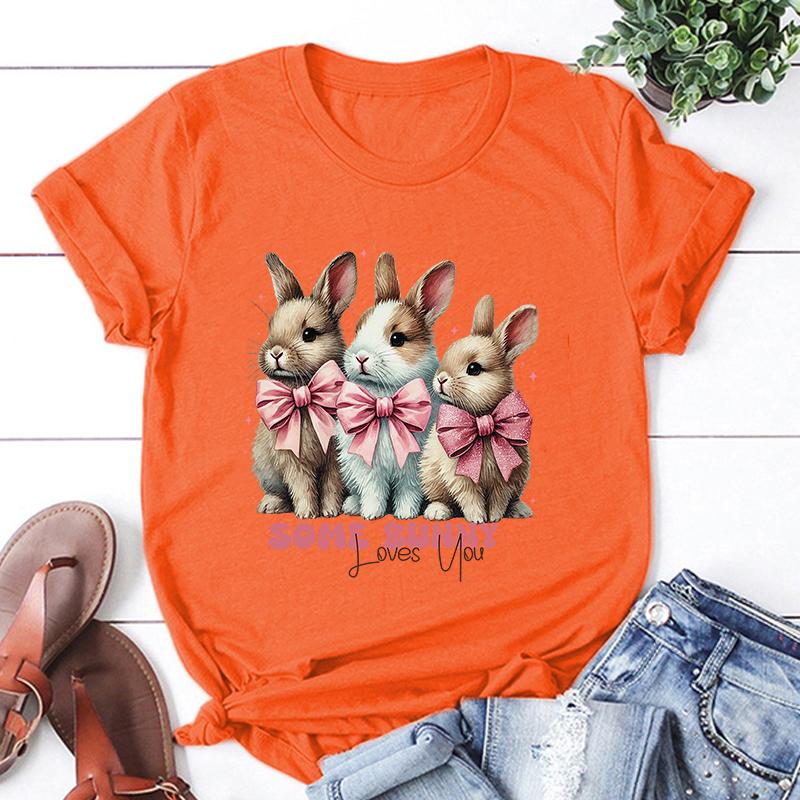 Hot Sales Easter Bunny Loves You T Shirts Women Men Summer Cool Short Sleeves Personality Harajuku T-Shirt