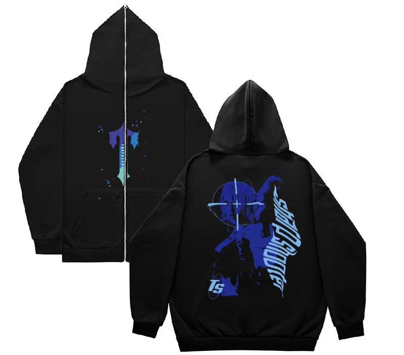 American Revenge Fleece Sweater Men's and Women's High Street Hoodies Trapstar Zip-up Cardigan Jacket Autumn and Winter