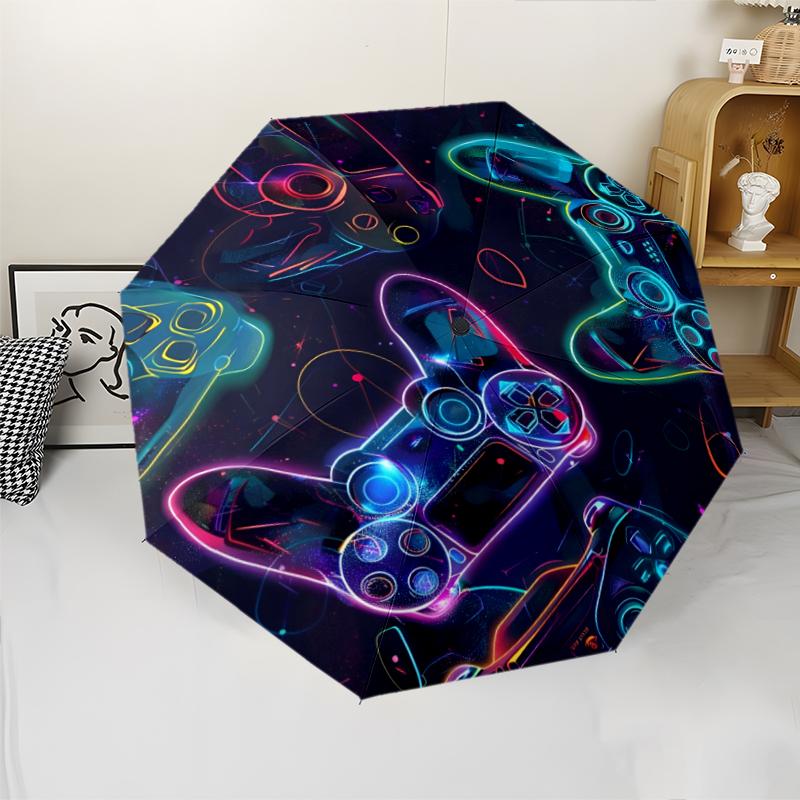 Game Controller Theme Automatic Umbrella, Lightweight & Portable, 8 Rib, Perfect for Outdoor Travel, Birthdays, Christmas, Gifts.