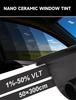 Solar Car Window Tint Film VLT 1% 5% 15% 25% 35% 50% Privacy Black Dark Window Film Car Window Sunshade Darkening Foil For Car