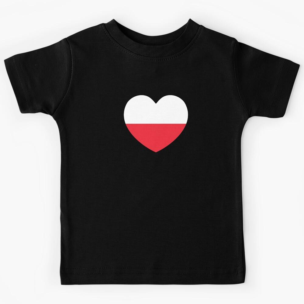 Poland Flag Heart Kids T-Shirt 130