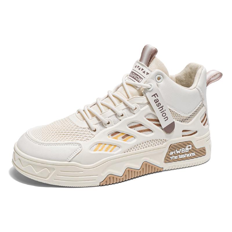 

Мужские кеды 2026 Новые Высокие Сетчатые Вставки Толстая Подошва Кроссовки Плотно Прилегающие Дышащие Модные Уличные Повседневные Обувь для Ходьбы для Мужчины 39 бежевый