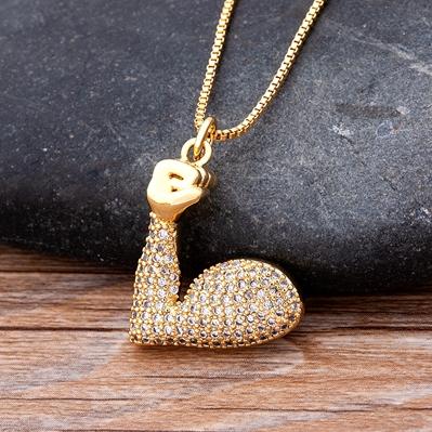 

Nidin Charm Sign Language Pendant Copper Zircon Chain I Love You Hand Gestures Choker Necklace for Women Collares Lovers Jewelry