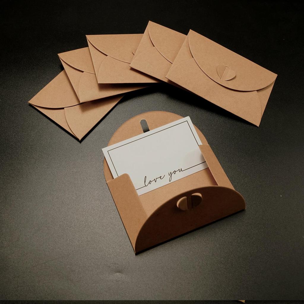 European Retro Kraft Paper Heart Buckle Envelope - High-End, Unique Design with Inner Page