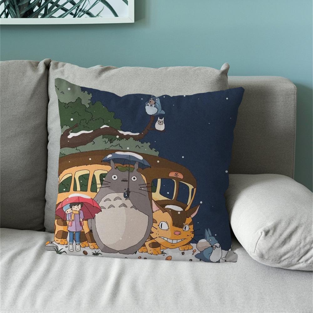 Klassisch Kawaii Niedlicher Kissenbezug Sofa Wohnzimmer Schlafzimmer Kopfteil Rückenlehne Kissen Quadratisches Kissen T-Totoroes Nickerchenzeit
