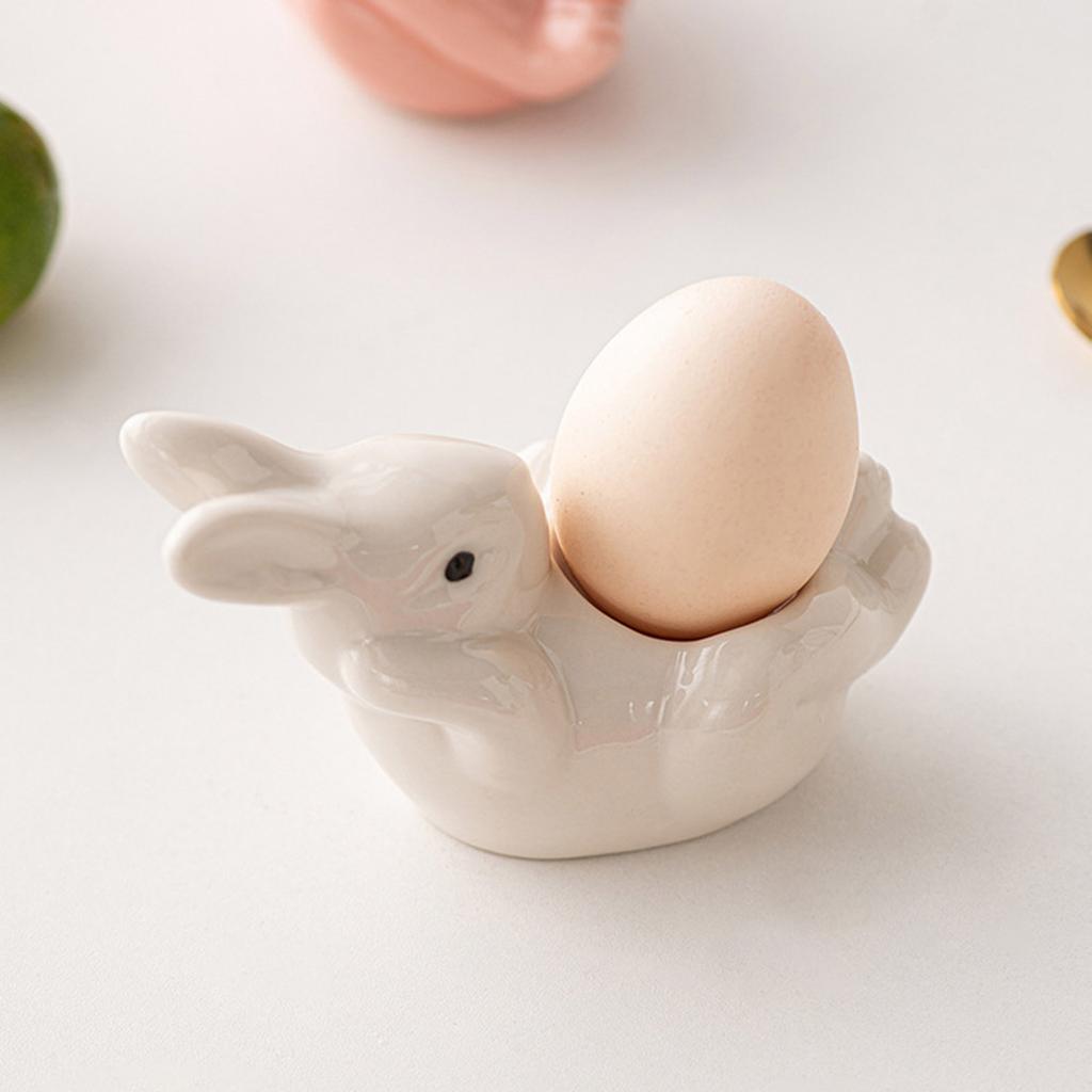 Keramischer Eierbecher in Hasenform, Porzellan-Eierbecher, Ostereier-Präsentationsständer, Osterdekorationen für hartgekochte Eier