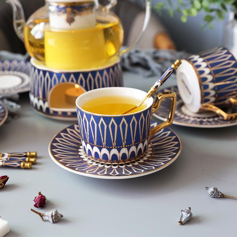 Ceramic Afternoon Tea Flower And Fruit Teacup Tea Set Household Flower Teapot Set Fruit Glass Pot With Filter Candle Heating