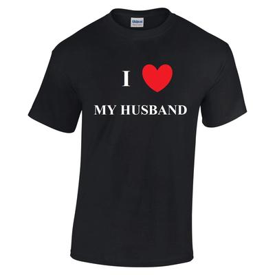 I HEART My Husband Gift LOVE T-Shirt Black White Cotton Shirt S - 5XL