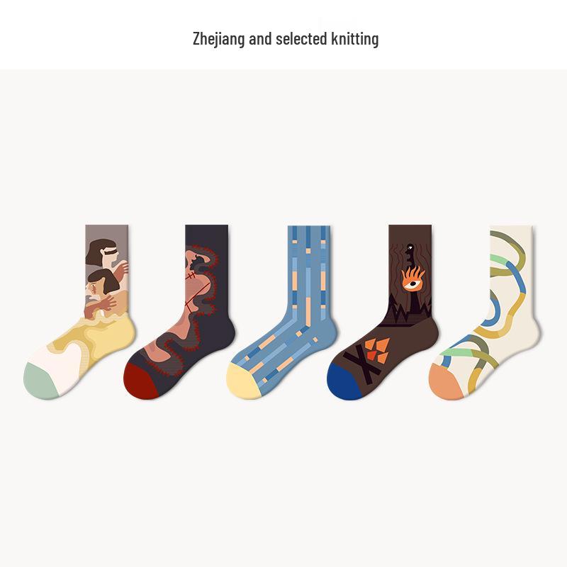 Lumi Cartoon Funny Women's Mid-Calf Socks: Trendy, Niche Design for Spring, Summer, and Winter