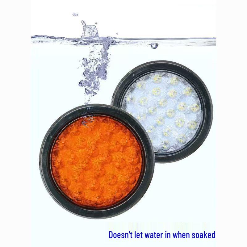 24V Universal 4-Inch LED Trailer Tail Light - Red, White, Yellow Turn Signal & Reverse