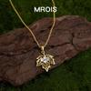 Elegant 18k Gold Filigree Maple Leaf Necklace with Zircon Details – Light Luxury Sweater Chain