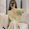 Sweater V-neck Knitted Cardigan Women Short Autumn and Winter Gentle Style Solid Long Sleeve Loose Cardigan Female Top