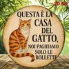 D Flat Round Italian Aluminum Wall Art Vintage Cat Decor for Home Living Room