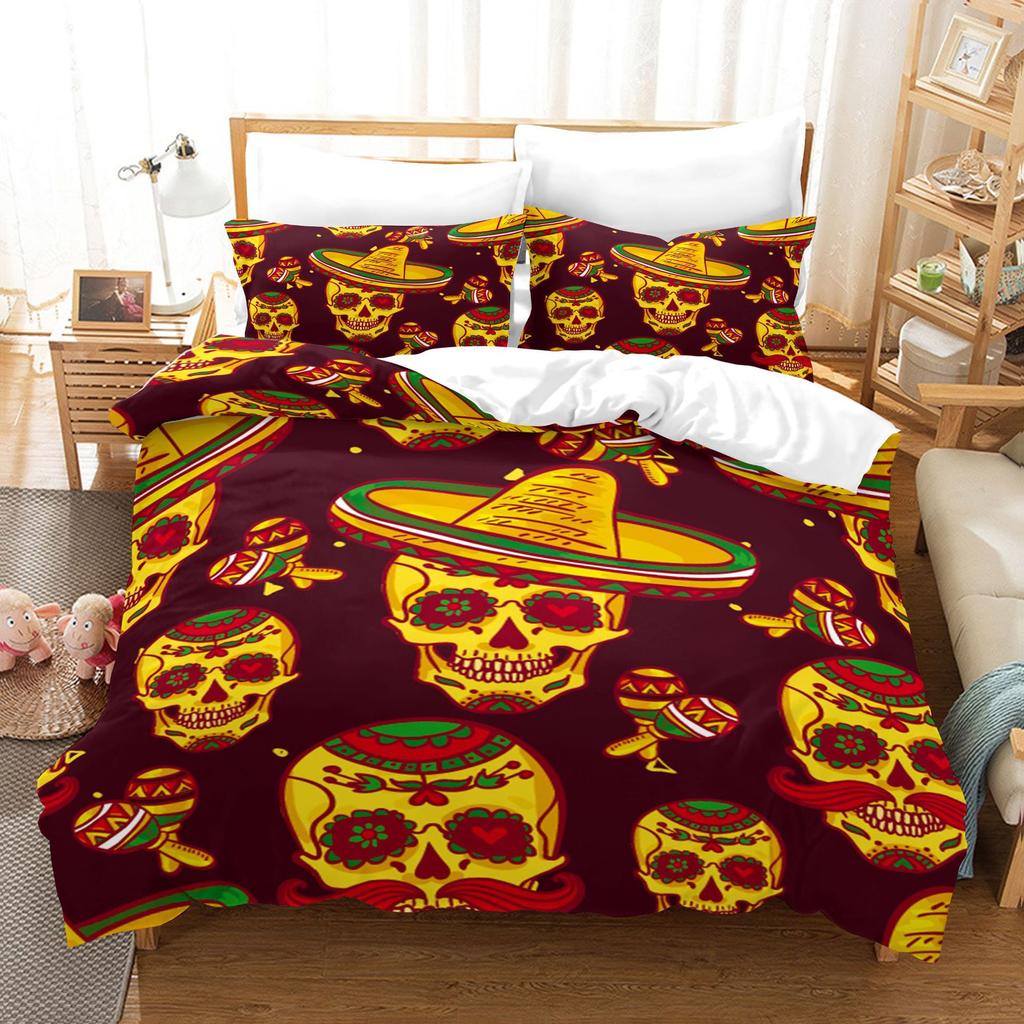 3D Digital Printing Kit Three-Piece Quilt Cover Sheet Skeleton
