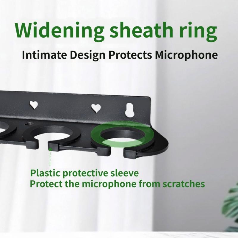 Shockproof Wall Mount Holder for Various Models Microphones Storage Organizers Holds 2/4/6/8 Microphone for Mic Stand