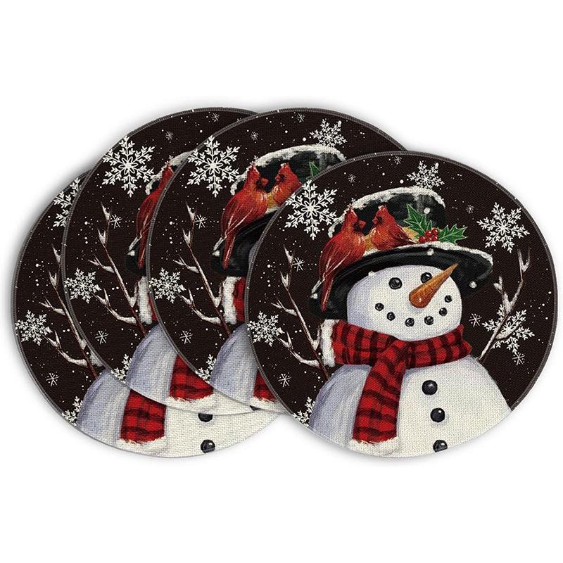 Festive Style Christmas Round Placemats - 4-Piece Set for Holiday Table Decor