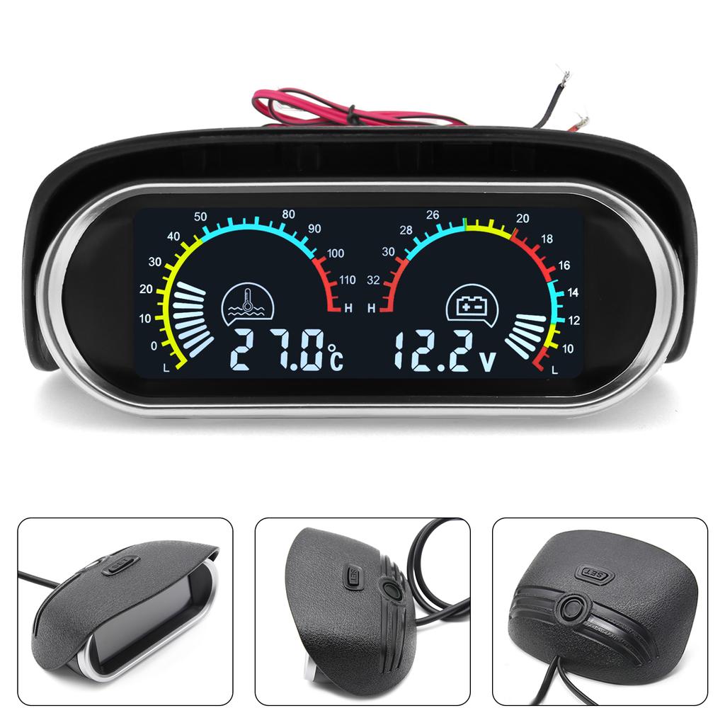 2 in 1 Auto Digital Water Temp Meter &Voltmeter &Oil Pressure Gauge Volt Voltage Meter with 1/8NPT Sensors For Car Truck 12V 24V